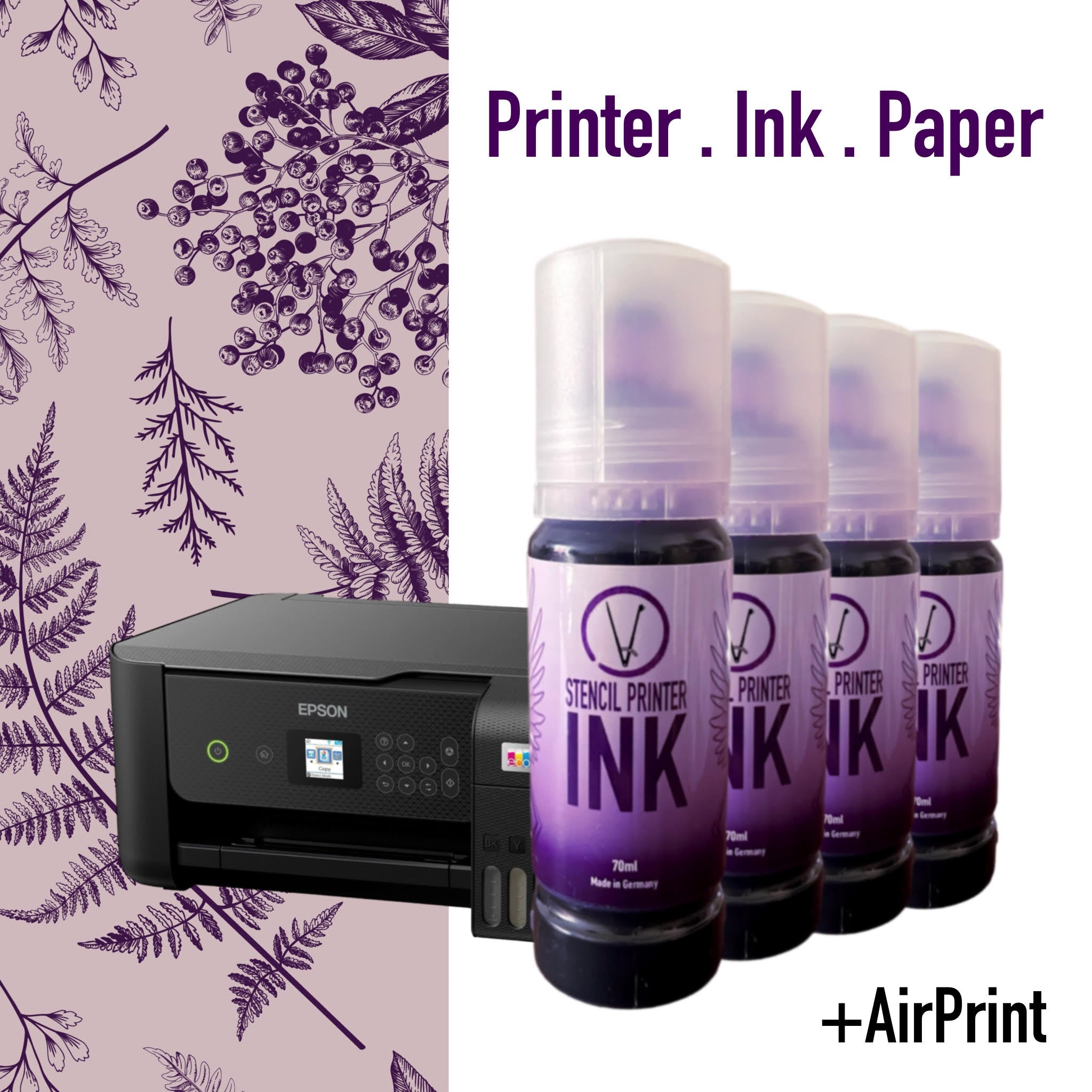 Tattoo stencil printer and ink set. epson eco tank AirPrint odel