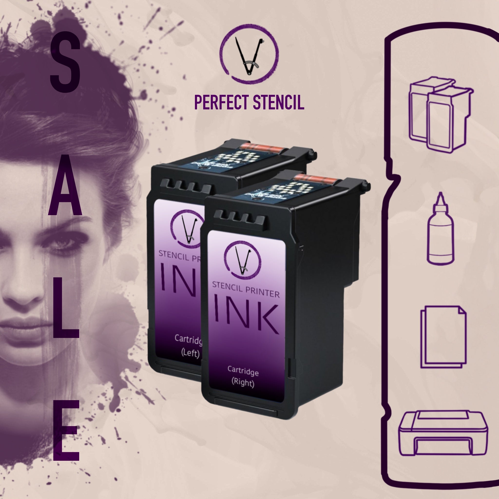 Stencil ink cartridge set- XL